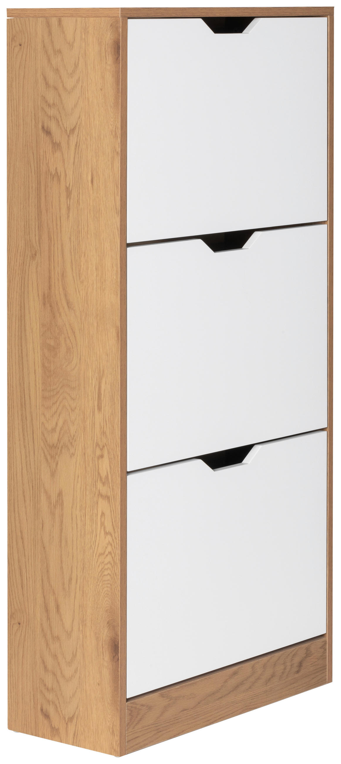 Schuhkipper Luanda - Weiss/Naturfarben, Design, Holzwerkstoff (55/117/23,5cm) - MID.YOU