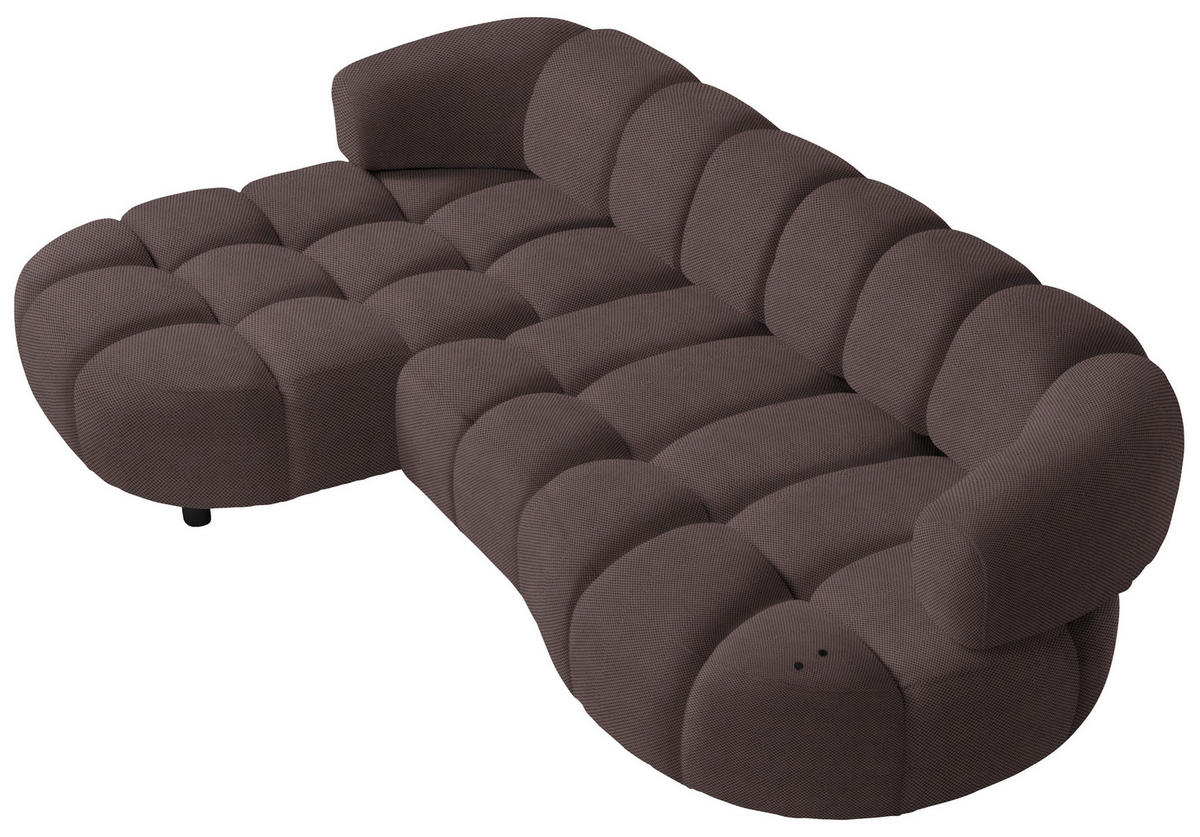 ECKSOFA Taupe Webstoff  - Taupe/Schwarz, Design, Holz/Textil (183/284cm) - Welnova