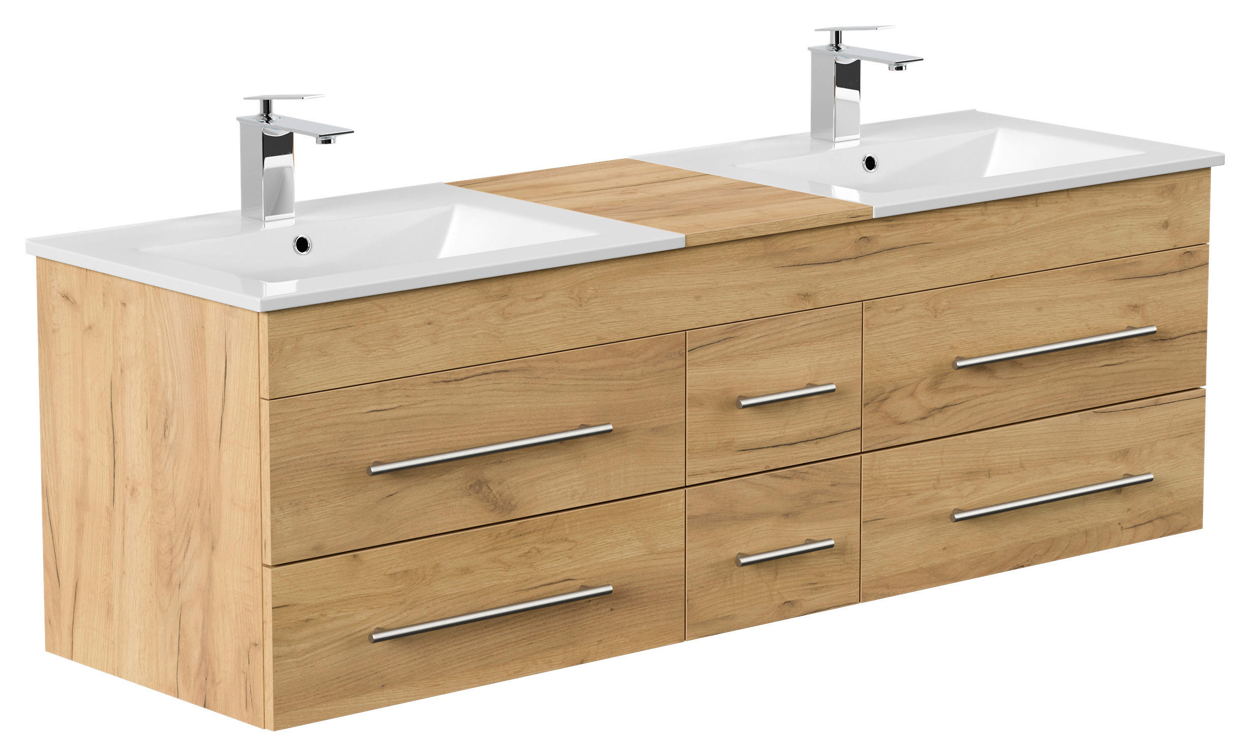 WASCHTISCHKOMBI 153 cm  - Eichefarben/Weiß, Basics, Keramik/Holzwerkstoff (153cm) - MID.YOU