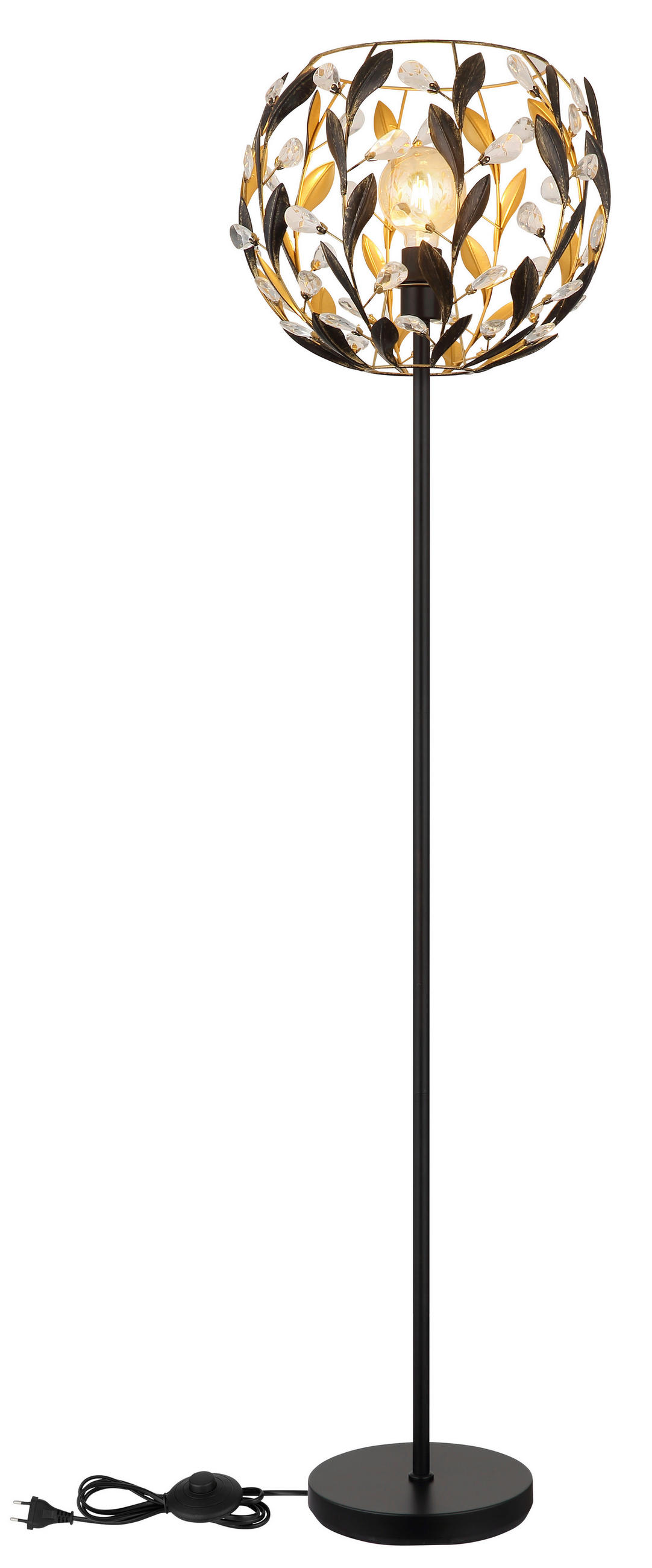 STEHLEUCHTE - Klar/Goldfarben, Basics, Kunststoff/Metall (40/157cm) - Globo
