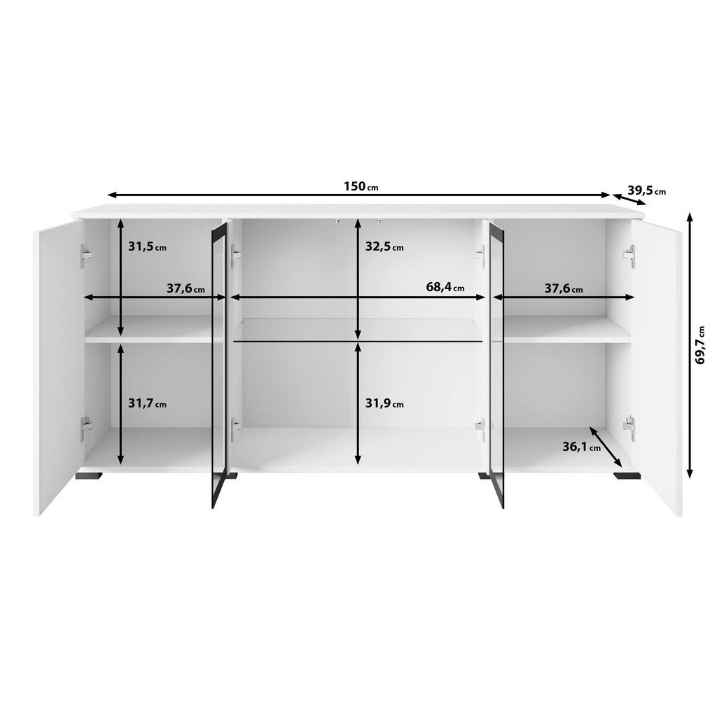 Thumbnail - Livetastic Sideboard Caro, Eiche Wotan, Glas, Holzwerkstoff, 3 Fächer, 150x69.7x39.5 cm, Fsc, stehend, Schlafzimmer, Sch...