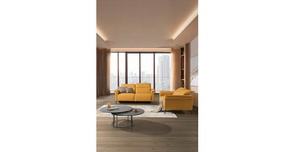 3-SITZER-SOFA Echtleder Currygelb - Currygelb/Schwarz, Design, Leder/Metall (210/79/104cm) - Emilio Belluti