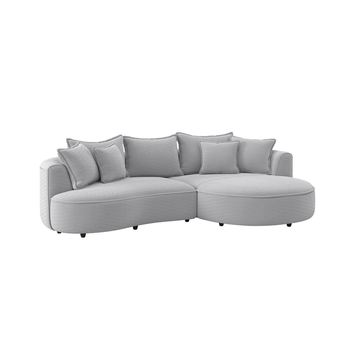 ECKSOFA LEVI Hellgrau Velours, Struktur  - Hellgrau/Schwarz, MODERN, Kunststoff/Textil (287/168cm) - Livetastic