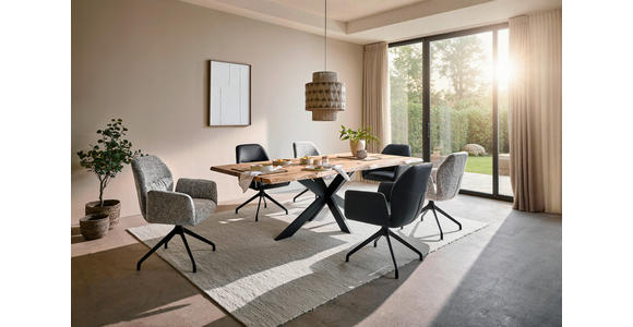 ESSTISCH in Holz 240/100/76 cm  - Eichefarben/Schwarz, Design, Holz/Metall (240/100/76cm) - Linea Natura