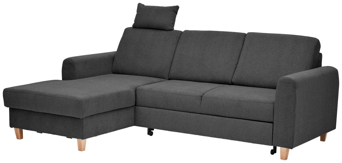 HÖRNSOFFA i flatväv antracit  - bokfärgad/antracit, Klassisk, trä/textil (166/241cm) - MID.YOU