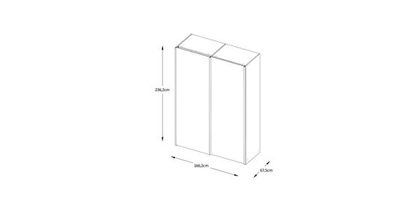 SCHWEBETÜRENSCHRANK 167/240/68 cm 2-türig  - Chromfarben/Weiß, Basics, Glas/Holzwerkstoff (167/240/68cm) - Moderano