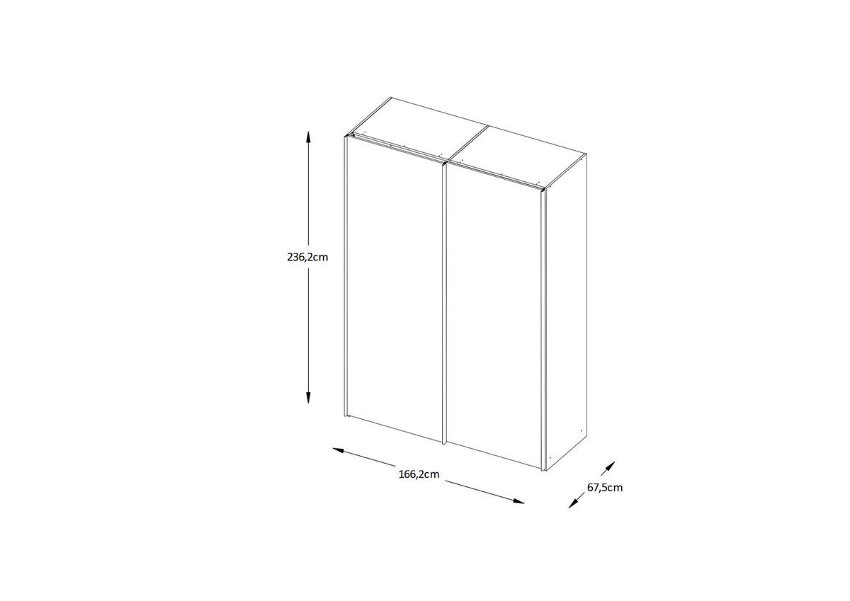 SCHWEBETÜRENSCHRANK 167/240/68 cm 2-türig Weiß  - Chromfarben/Weiß, Basics, Glas/Holzwerkstoff (167/240/68cm) - Moderano
