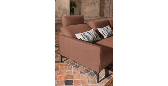 ECKSOFA in Flachgewebe, Struktur Rostfarben  - Rostfarben/Anthrazit, Design, Textil/Metall (254/230cm) - Ambiente