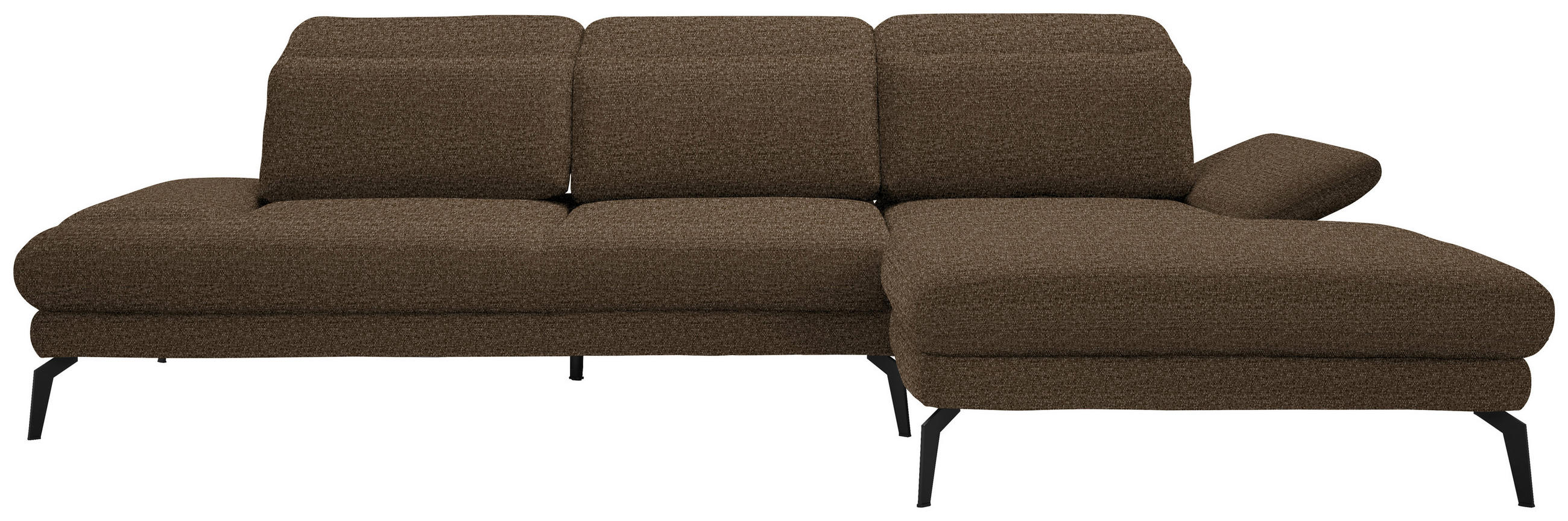 ECKSOFA in Webstoff Braun  - Schwarz/Braun, Design, Textil/Metall (289/180cm) - Stylife