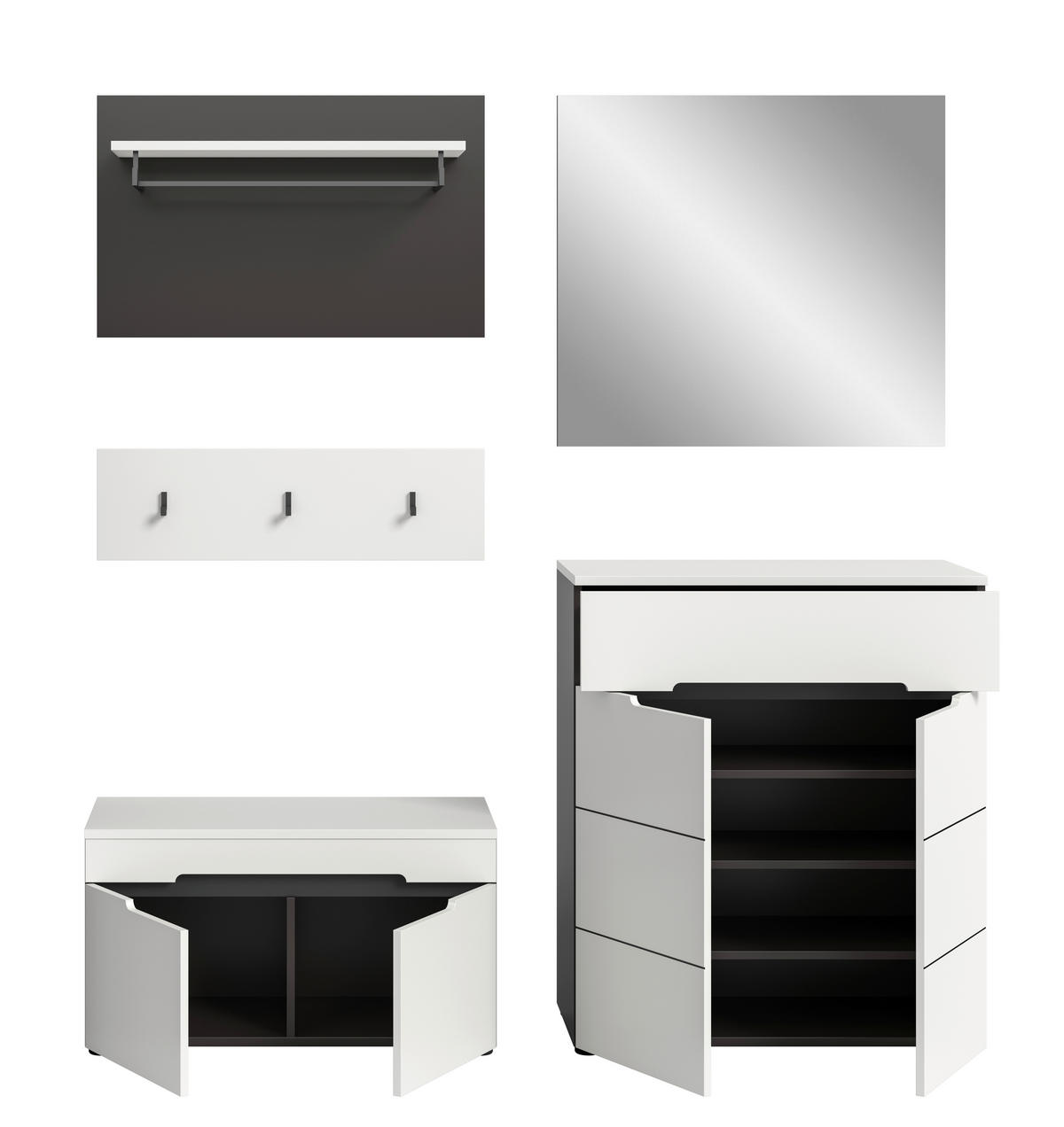 ELŐSZOBAFAL - fehér/szürke, Design, faalapú anyag (175/190/37cm) - Livetastic