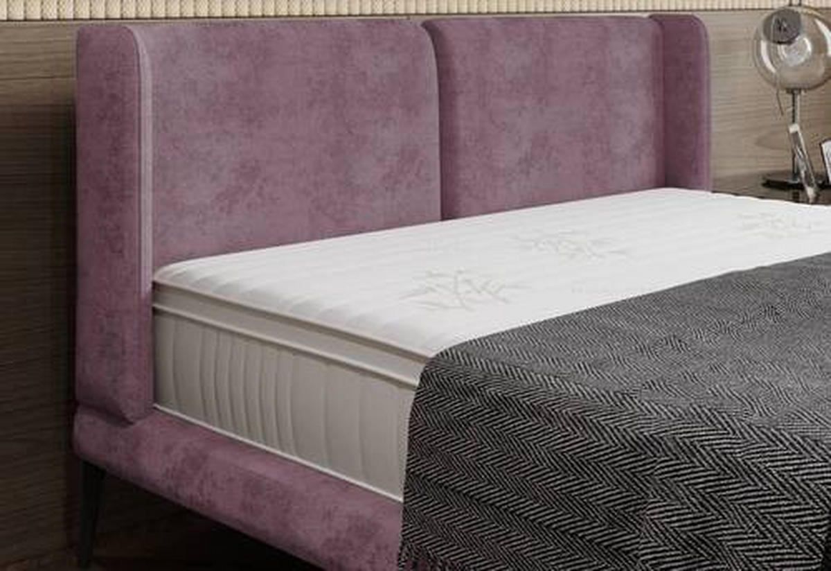 KÁRPITOZOTT ÁGY 180/200 cm  fáradtrózsaszín  - fekete/fáradtrózsaszín, Modern, textil/fém (180/200cm) - Livetastic