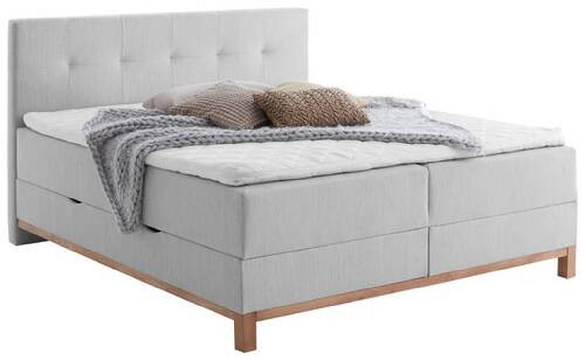 BOXBETT 180/200 cm  in Hellgrau  - Eichefarben/Hellgrau, MODERN, Holz/Textil (180/200cm) - Livetastic