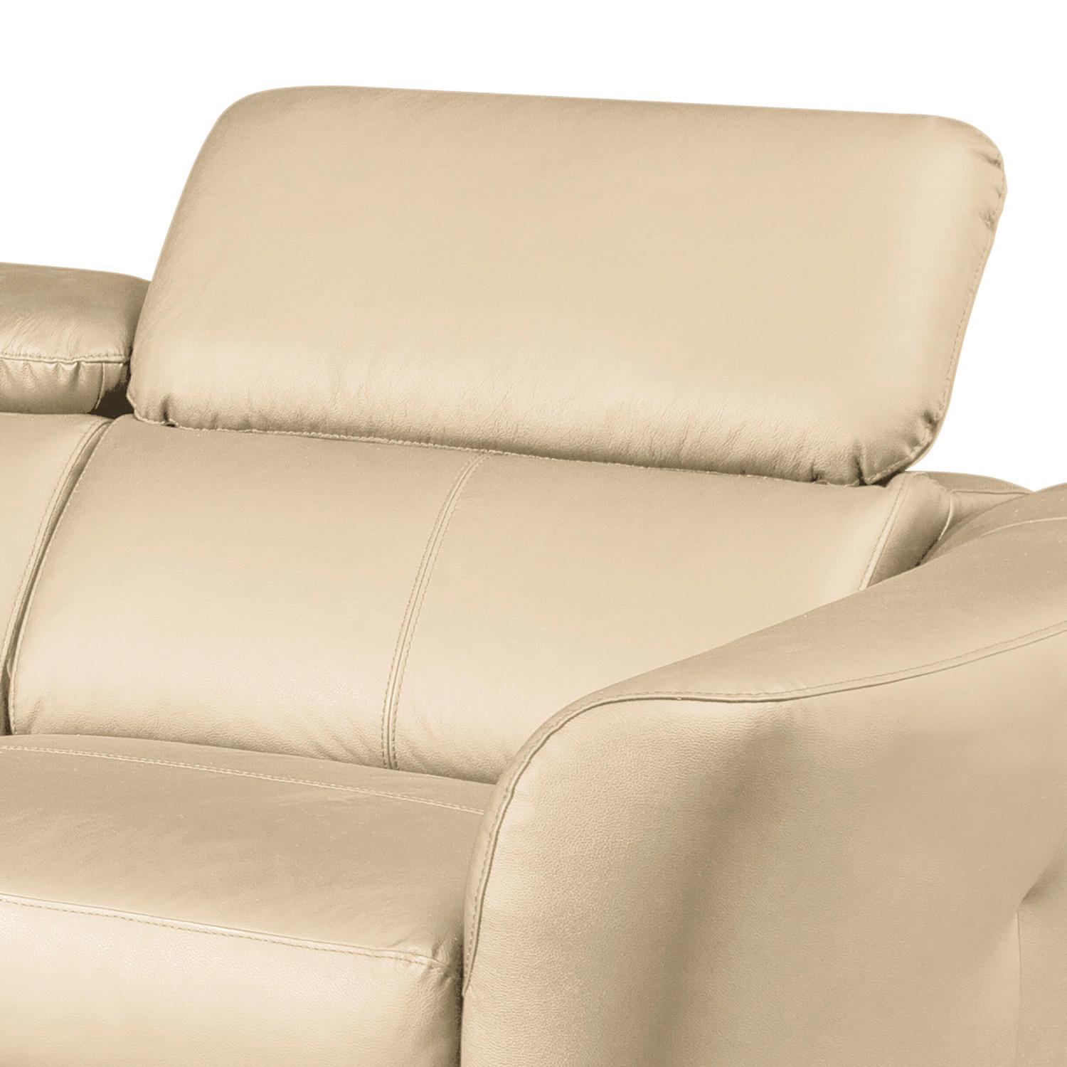 ECKSOFA Beige Echtleder Lederlook  - Beige/Schwarz, Design, Leder/Textil (183/261cm) - Livetastic