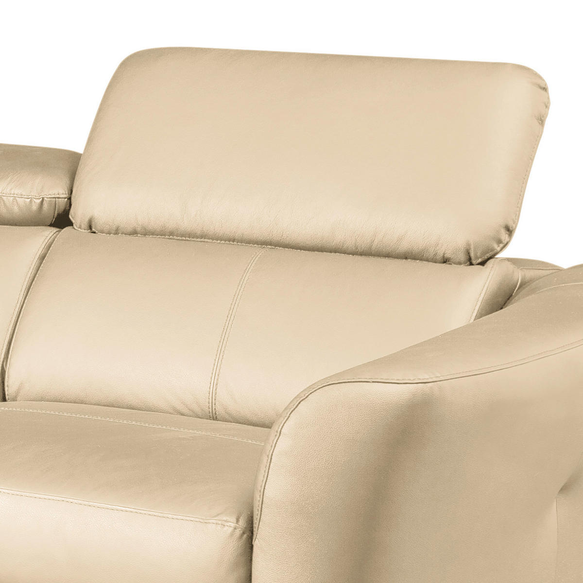 ECKSOFA Beige Echtleder Lederlook  - Beige/Schwarz, Design, Leder/Textil (183/261cm) - Livetastic