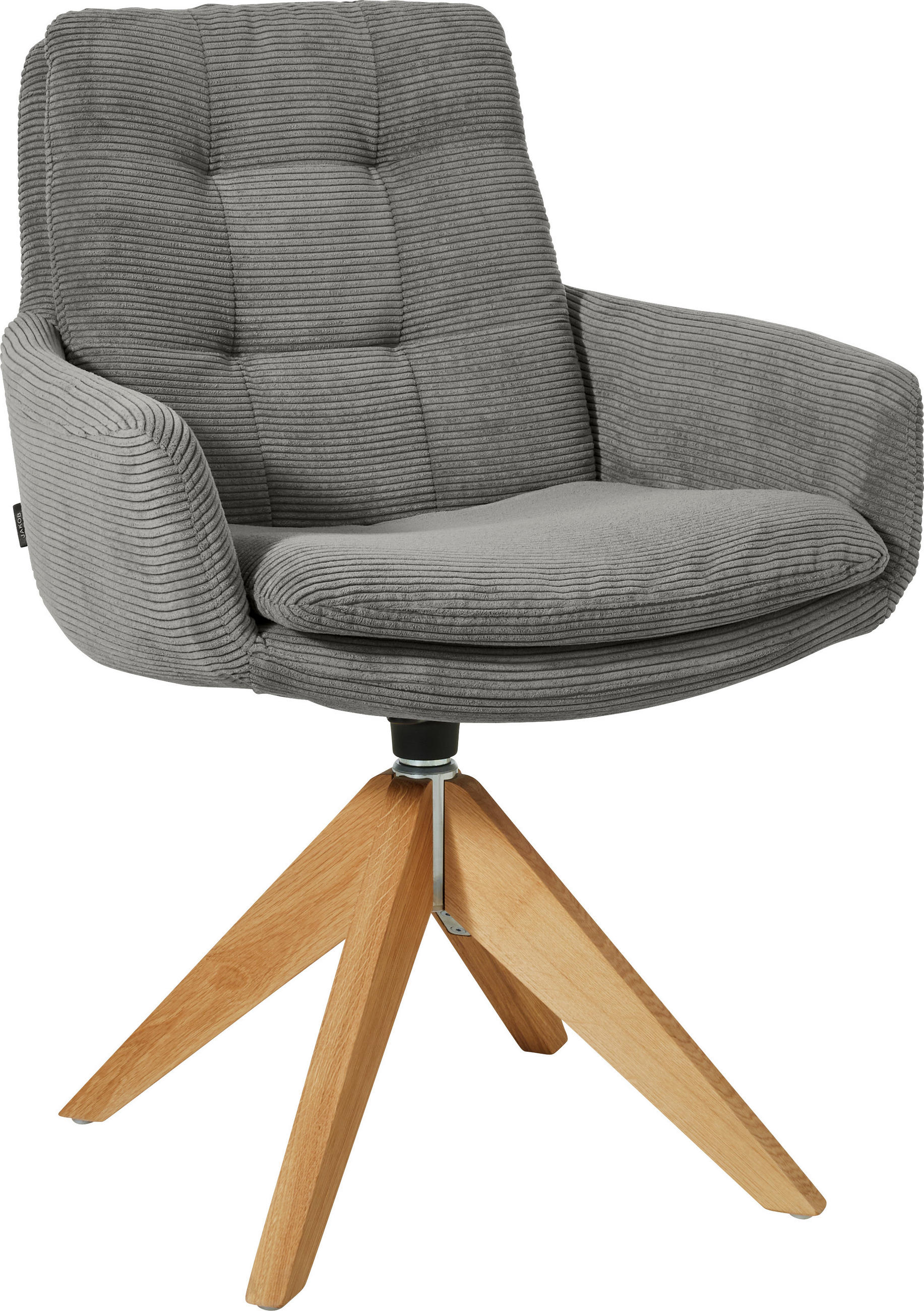 ARMLEHNSTUHL  in Cord  - Eichefarben/Grau, Design, Holz/Textil (63/90/69cm) - Johann Jakob