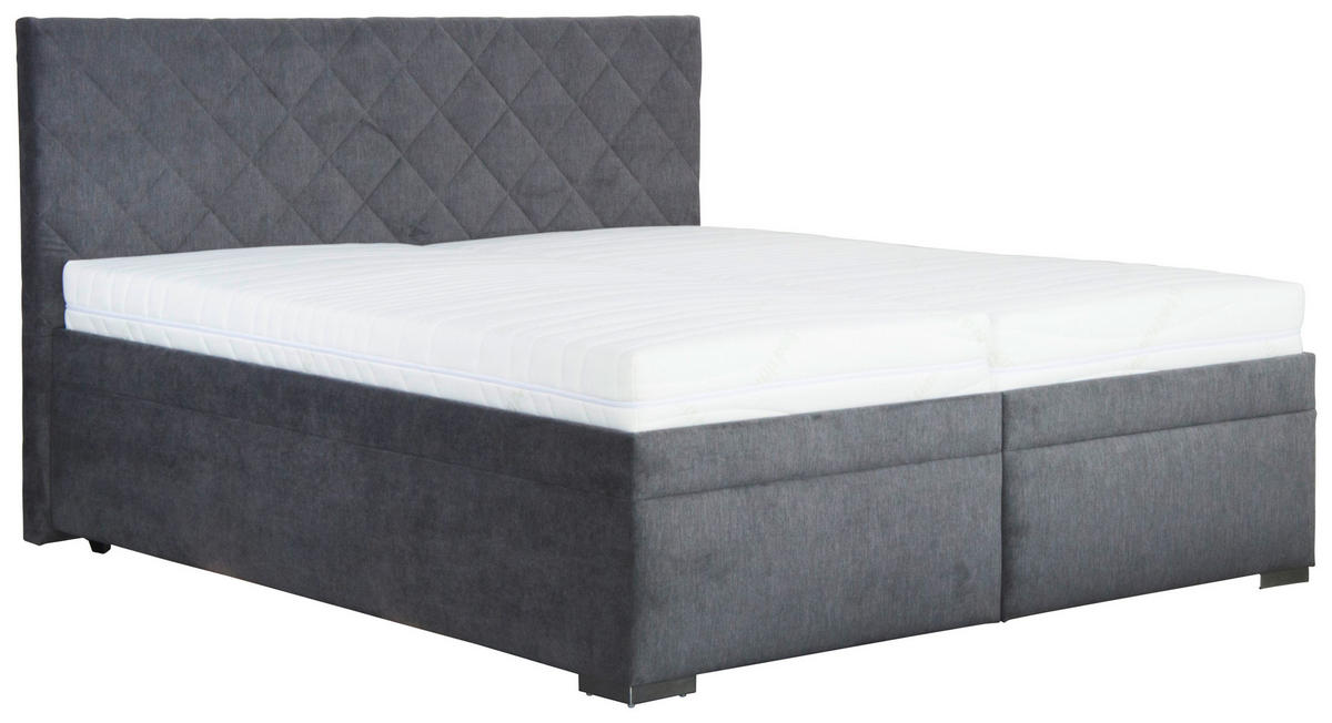 KÁRPITOZOTT ÁGY 180/200 cm  sötétszürke  - sötétszürke/szürke, Modern, műanyag/textil (180/200cm) - Cantus