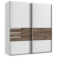 SCHWEBETÜRENSCHRANK in Weiss, Eichefarben  - Weiss/Eichefarben, Konventionell, Holzwerkstoff/Metall (180/198/65cm) - Modante