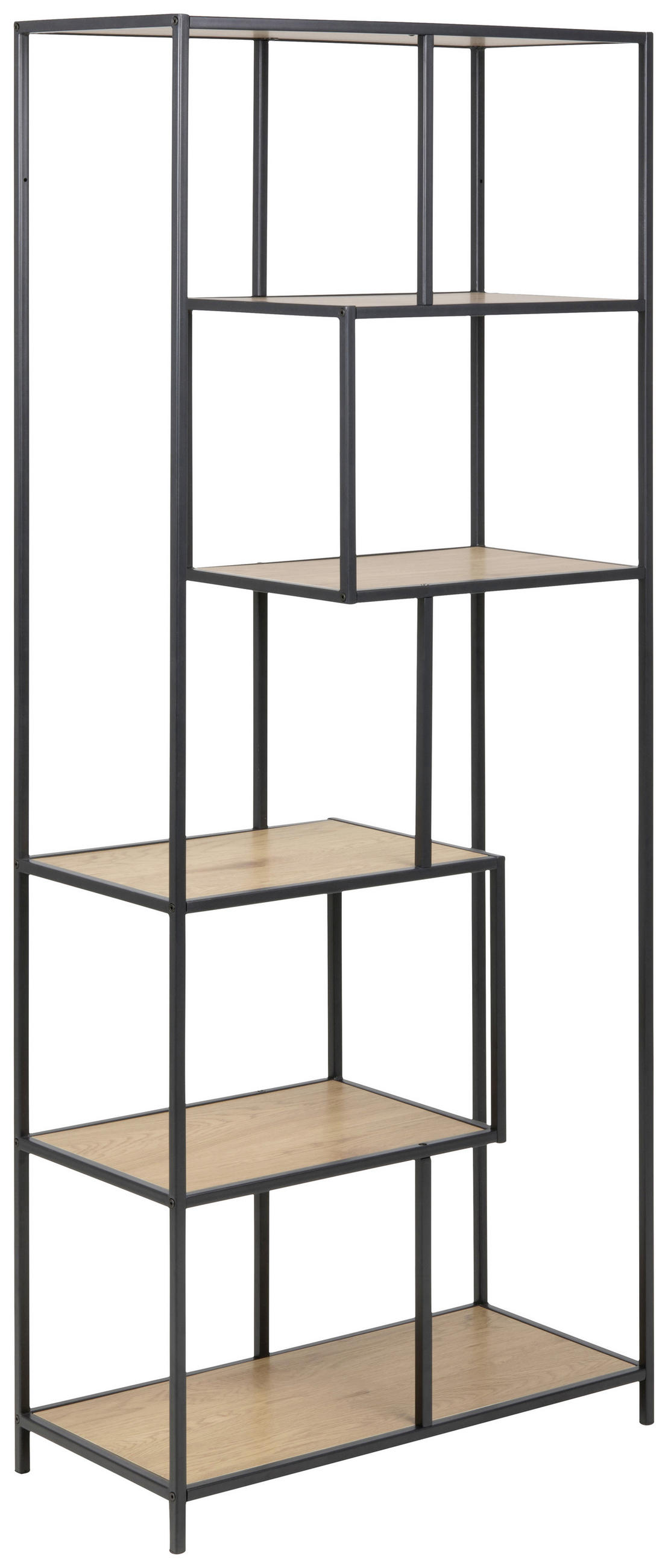 REGAL crna, boje hrasta  metal, drvni materijal  - boje hrasta/crna, Trend, drvni materijal/metal (77/185/35cm)