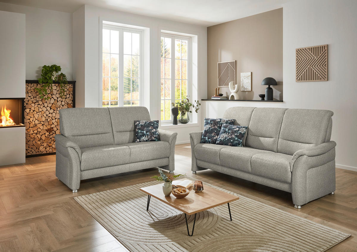 2,5-SITZER Flachgewebe Schilfgrün  - Schilfgrün/Alufarben, Konventionell, Textil/Metall (172/96/93cm) - Beldomo Premium