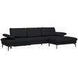 ECKSOFA in Echtleder Anthrazit  - Anthrazit/Schwarz, Design, Leder/Metall (325/157cm) - Dieter Knoll