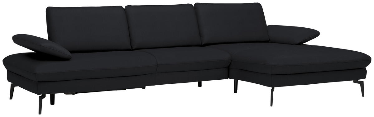 ECKSOFA in Echtleder Anthrazit  325/157 cm  - Anthrazit/Schwarz, Design, Leder/Metall (325/157cm) - Dieter Knoll