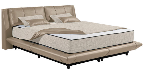 BOXBETT 180/200 cm,  in Kaschmir, gepolstertes Kopfteil, Bettkasten, Matratzen, H3 + H4 = fest + sehr fest  - Kaschmir/Schwarz, Design, Kunststoff/Textil (180/200cm) - Esposa