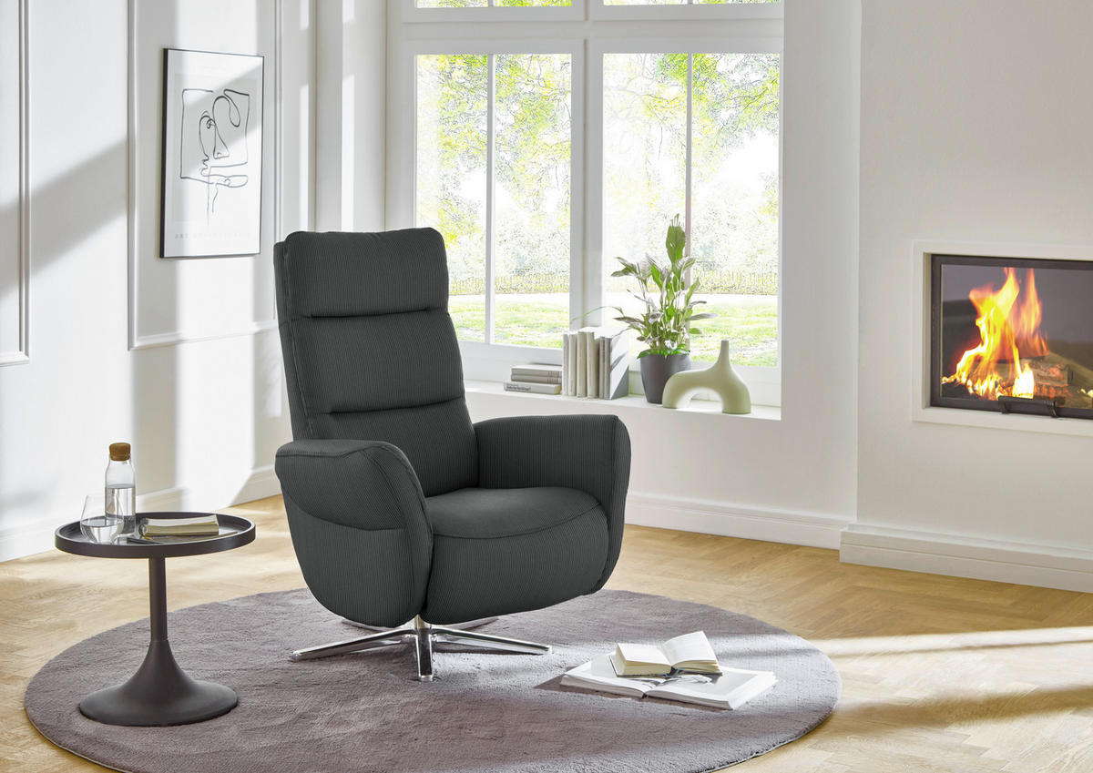 RELAXSESSEL Textil Anthrazit  - Chromfarben/Anthrazit, Design, Textil/Metall (78/113/83cm) - Beldomo Speed