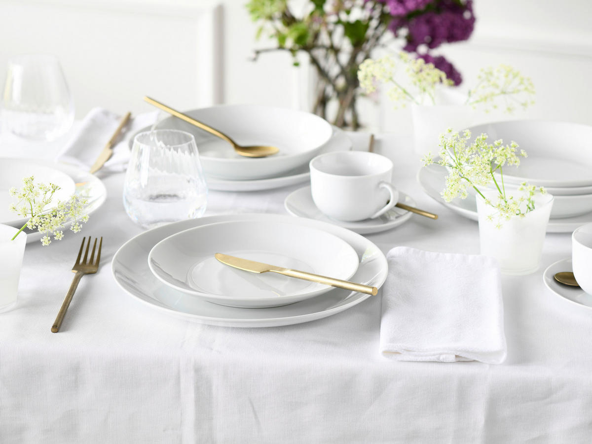 KOMBINOVANÝ SERVIS, 80-dielne, porcelán - biela, Basics, keramika (57/48/35cm)