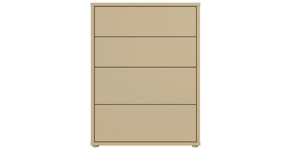 KOMMODE , 75/99/35 cm, 4 Schublade(n)  - Silberfarben/Hellgelb, Trend, Holzwerkstoff/Kunststoff (75/99/35cm) - Carryhome