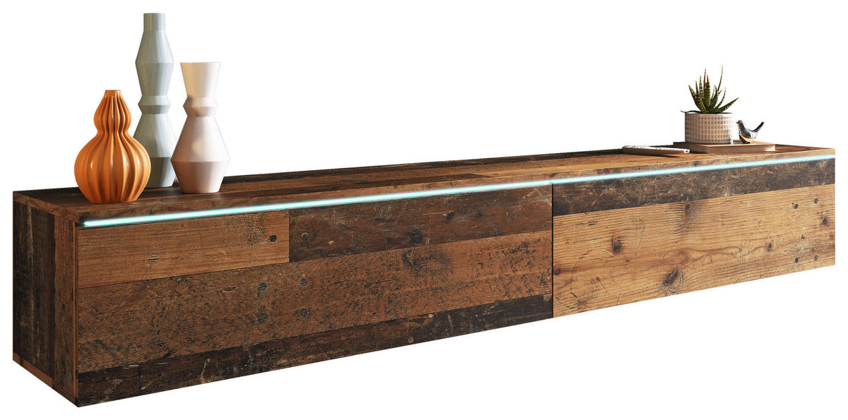 LOWBOARD Vera  in 180/30/33 cm  - Alteiche/Grau, Lifestyle, Holzwerkstoff/Kunststoff (180/30/33cm) - P & B