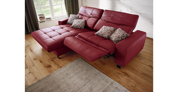 WOHNLANDSCHAFT in Leder Rot - Rot/Schwarz, Natur, Leder/Metall (187/262cm) - Dieter Knoll