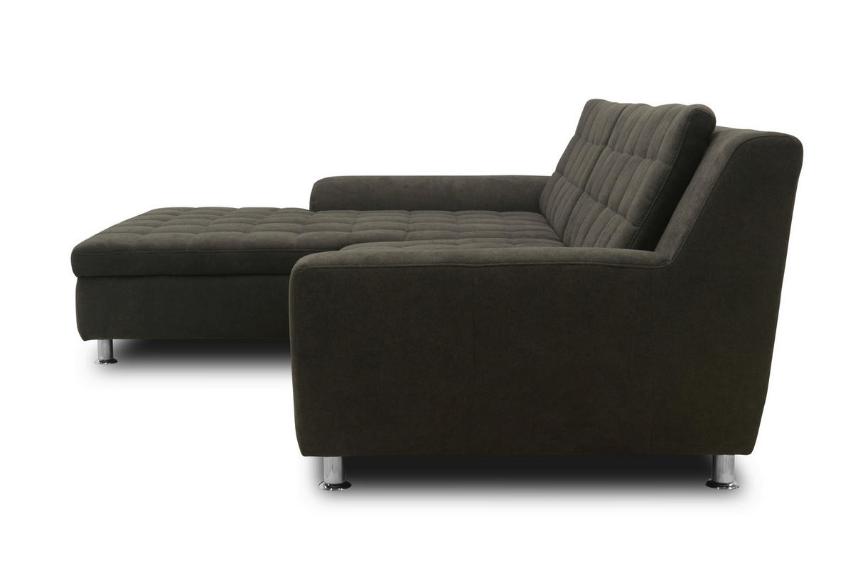 ECKSCHLAFSOFA MORTON Mikrofaser  - Chromfarben/Schwarz, MODERN, Textil/Metall (304/200/84cm) - MID.YOU