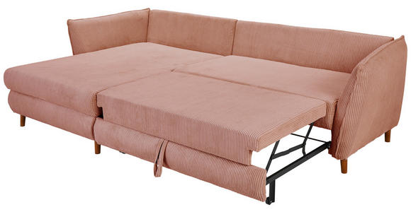 ECKSOFA in Cord Rosa  - Eichefarben/Rosa, KONVENTIONELL, Holz/Textil (284/162cm) - Carryhome