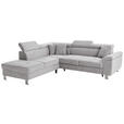 ECKSOFA in Cord Hellgrau  - Silberfarben/Hellgrau, Design, Textil/Metall (226/257cm) - Xora