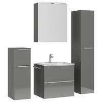 BADEZIMMER 5-teilig  in 121 cm  - Schieferfarben/Edelstahlfarben, MODERN, Holzwerkstoff/Stein (121cm) - Nobilia