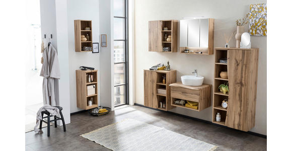 MIDISCHRANK 60/130/35 cm  - Silberfarben/Eiche Wotan, Natur, Holzwerkstoff/Kunststoff (60/130/35cm) - Xora