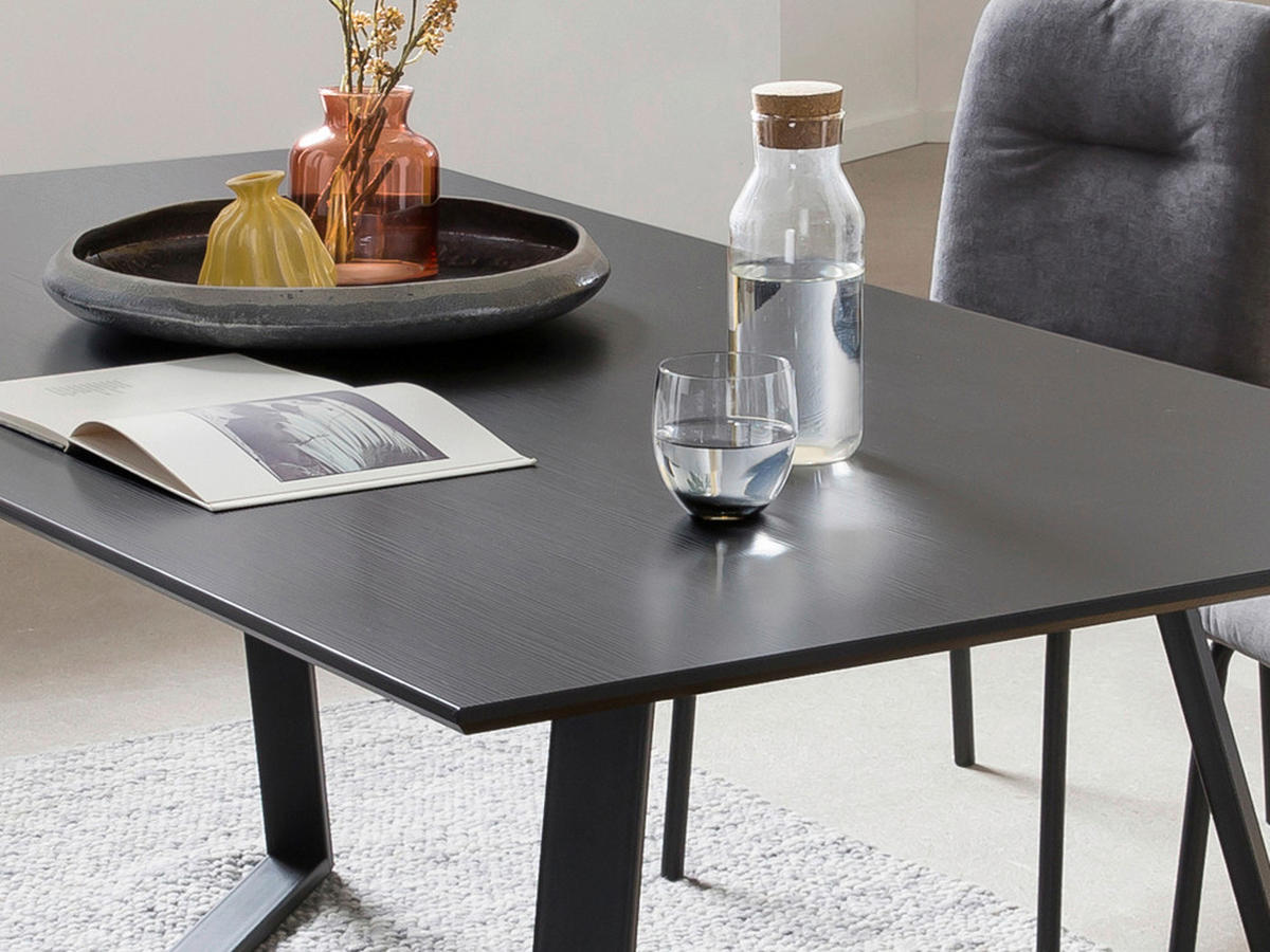 ESSTISCH rechteckig Schwarz, Dunkelgrau  - Dunkelgrau/Schwarz, Design, Holzwerkstoff/Metall (180/90/75cm) - Livetastic