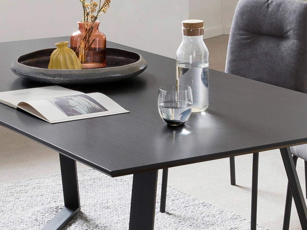 Thumbnail - Livetastic Esstisch, Schwarz, Dunkelgrau, Metall, Holzwerkstoff, rechteckig, Kufe, 90x75x180 cm, Esszimmer, Tische, Esst...