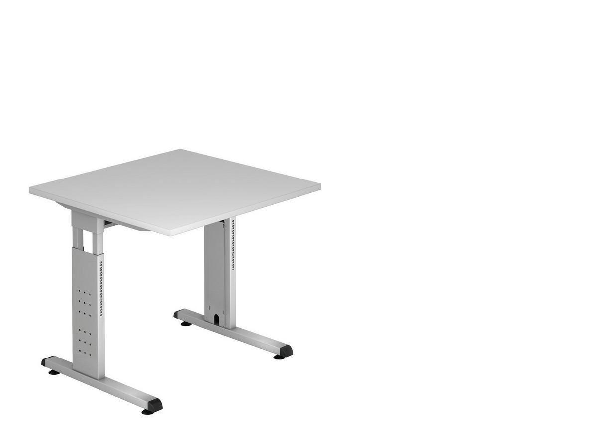 SCHREIBTISCH höhenverstellbar  - Silberfarben/Grau, KONVENTIONELL, Holzwerkstoff/Metall (80/80/65-85cm) - Venda