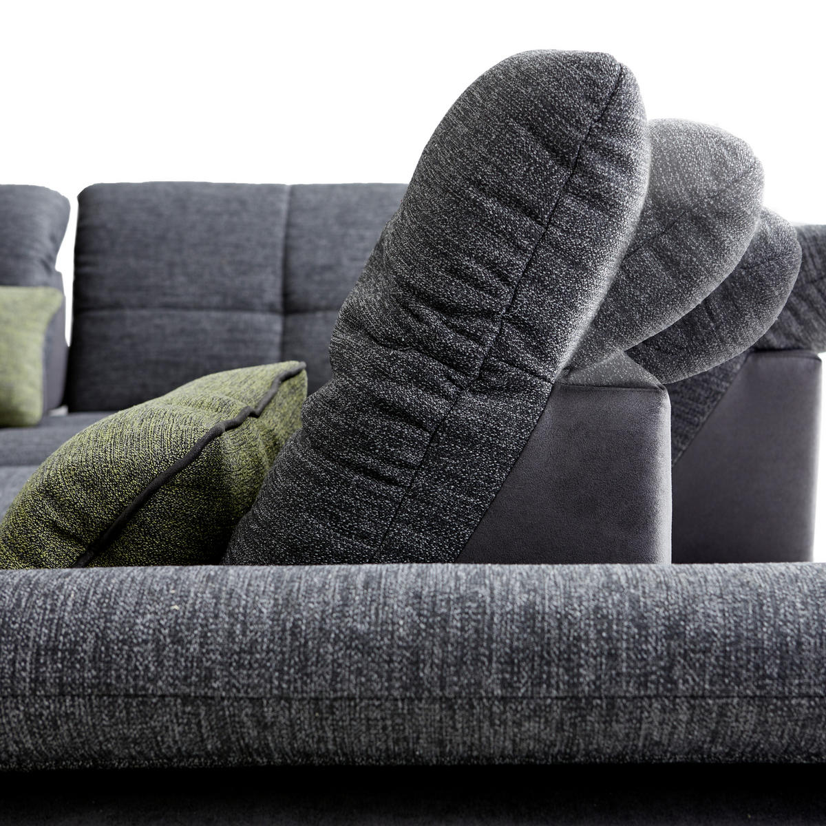 ECKSOFA Schwarz Chenille  - Chromfarben/Schwarz, Design, Textil (242/313cm) - Xora