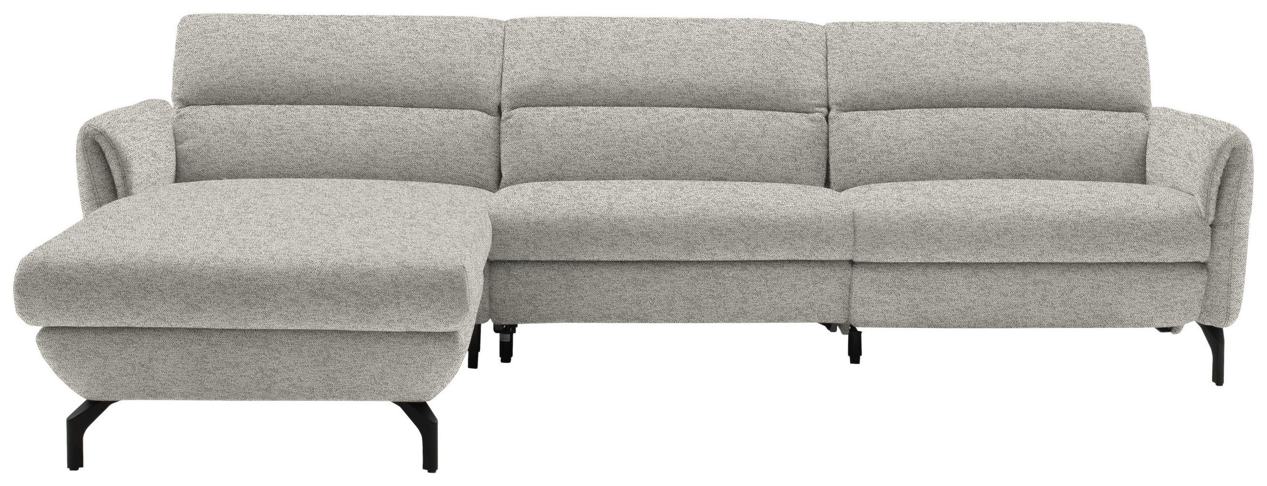 ECKSOFA Hellgrau Chenille  - Hellgrau/Schwarz, Design, Textil/Metall (187/299cm) - Schöner Wohnen