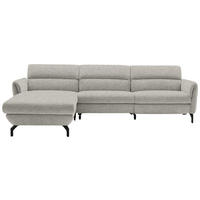 ECKSOFA Hellgrau Chenille  - Hellgrau/Schwarz, Design, Textil/Metall (187/299cm) - Schöner Wohnen