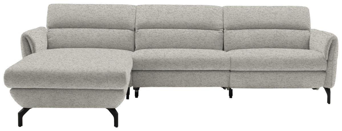 ECKSOFA Hellgrau Chenille  - Hellgrau/Schwarz, Design, Textil/Metall (187/299cm) - Schöner Wohnen