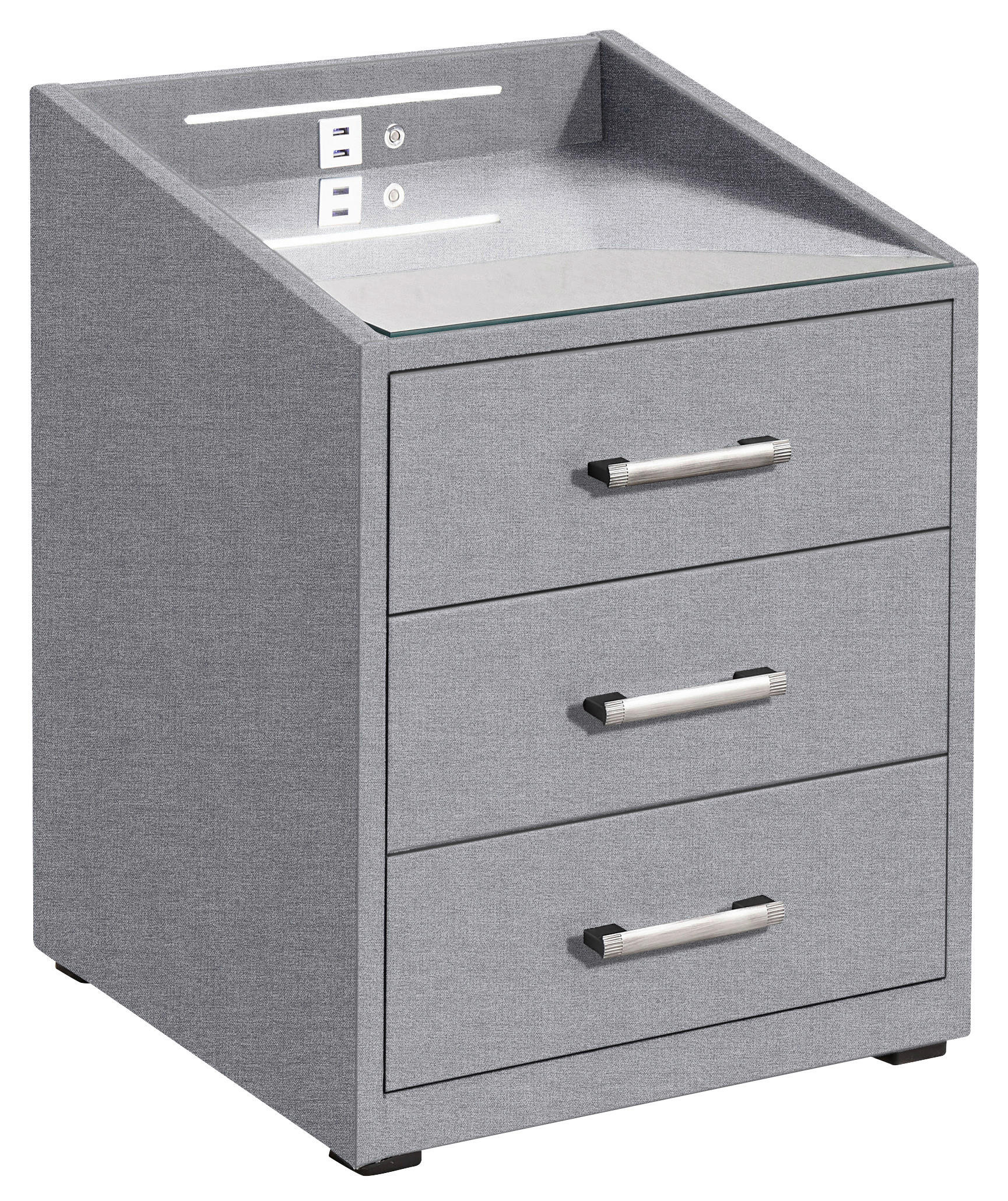 NACHTSCHRANK 47/61/46 cm  - Silberfarben/Grau, Basics, Holzwerkstoff/Kunststoff (47/61/46cm) - MID.YOU