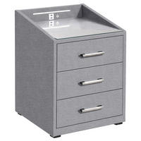 SÄNGBORD i grå  - silver/grå, Basics, trämaterial/textil (47/61/46cm) - MID.YOU