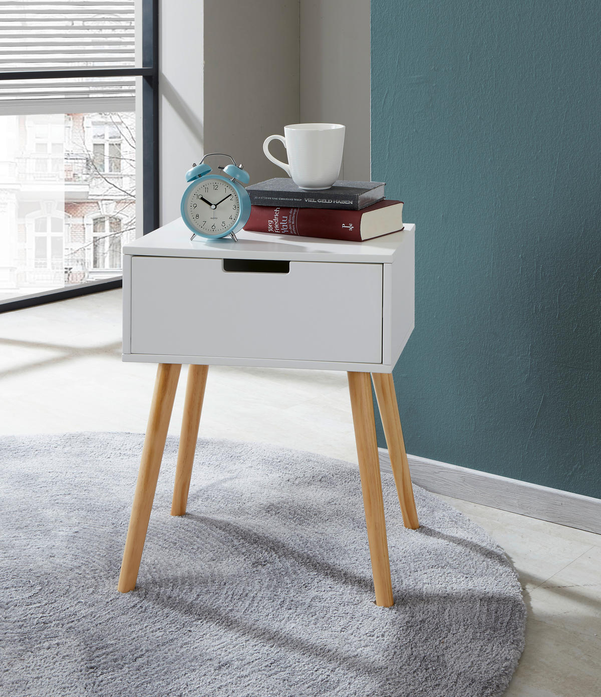 NOĆNI ORMARIĆ prirodne boje, bijela   - bijela/prirodne boje, Design, drvni materijal/drvo (30/40/52cm) - Xora