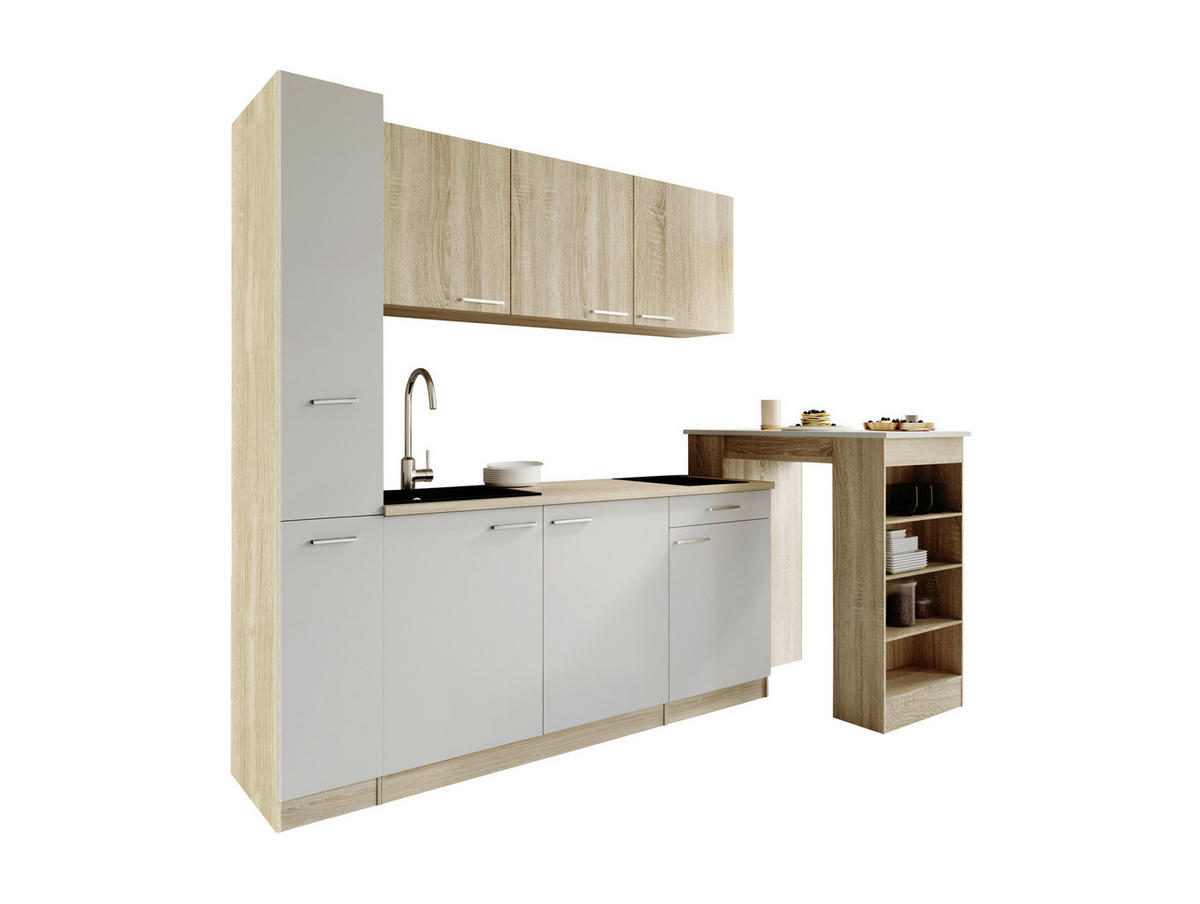 KUHINJSKI BLOK - barve hrasta/bela, Design, umetna masa/leseni material (180cm) - Respekta