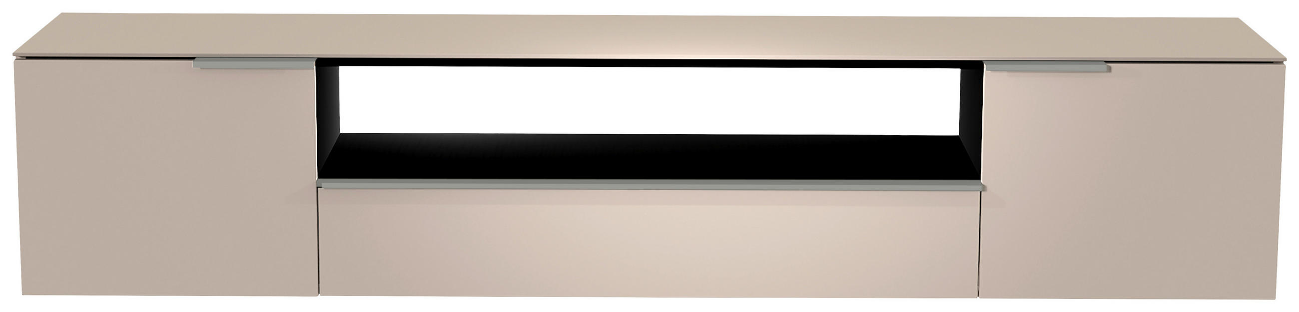 LOWBOARD  in 210/41/45 cm  - Sandfarben/Alufarben, Design, Glas/Holzwerkstoff (210/41/45cm) - Moderano
