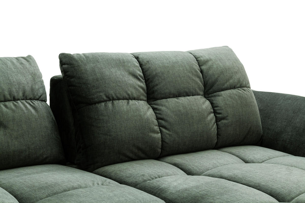 ECKSOFA Grün Mikrofaser  - Schwarz/Grün, KONVENTIONELL, Textil/Metall (313/215cm) - Hom`in