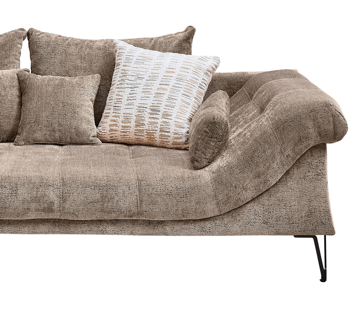 ECKSOFA Chenille Braun  - Schwarz/Braun, Konventionell, Textil/Metall (192/310cm) - Livetastic